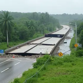ponte danificada em Campinas